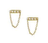 Paar Ohrstecker FOSSIL "Schmuck Edelstahl JEWELRY ALL STACKED UP TWO-TONE", weiß (edelstahlfarben, gelbgoldfarben, weiß, kristallweiß), Ohrringe, Damen, Edelstahl, mit Zirkonia (synth.) (18493652-0) e