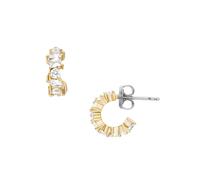 Paar Ohrstecker FOSSIL "Schmuck Geschenk Metall ELLIS", gold (gelbgoldfarben, metallfarben, kristallweiß, kristallweiß), Ohrringe, Damen, Metall, mit Zirkonia (synth.) (59342863-0) gelbgoldfarben, met