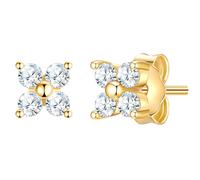 Glanzstücke München - Ohrstecker Blume aus Sterling Silber in Gelbgold mit Zirkonia Ohrringe Damen