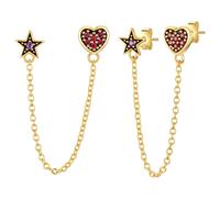 Paar Ohrstecker GLANZSTÜCKE MÜNCHEN "Set: GSM2255", gelbgold, rot, Ohrringe, Damen, 7,6/6,8mm,mit Zirkonia, Silber 925 (Sterlingsilber), aus Sterling Silber (90917727-0) gelbgold, rot