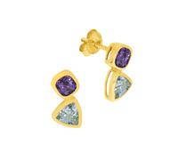 Paar Ohrstecker "Gold 375 Blautopas (beh.) + Amethyst", gelb (gelb, blau), FASCINATION BY ELLEN K., Ohrringe, Damen, one-size, Gold (31692750-0) gelb, blau