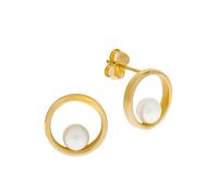 Paar Ohrstecker "Gold 375 Perle weiß 4,5mm", gelb (gelb, weiß), FASCINATION BY ELLEN K., Ohrringe, Damen, one-size, Gold (94746254-0) gelb, weiß