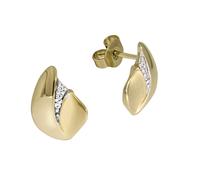 Paar Ohrstecker "Gold 375 zweifarbig mit weißen Zirkonia-Steinen", gelb (gelb, weiß), FASCINATION BY ELLEN K., Ohrringe, Damen, one-size, Gold (46458658-0) gelb, weiß