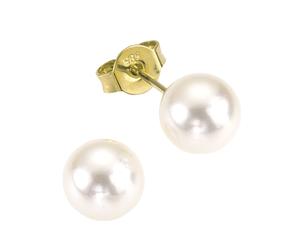 Paar Ohrstecker "Gold 585 Akoya-Perle 6,5-7mm", gelb (gelb, weiß), FASCINATION BY ELLEN K., Ohrringe, Damen, one-size, Gold (804550-0) gelb, weiß