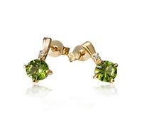 Paar Ohrstecker GOLDMAID "333 Gelbgold Glänzend 2 Brillanten 2 Peridot grün", gelb (gelb, weiß), Ohrringe, Damen, one-size, 0,03 P1 = bei 10-facher Vergrößerung erkennbare Einschlüsse, Gold, Paar Ohrs
