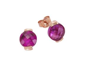 Paar Ohrstecker JAMELLI "Silber 925 rosé-vergoldet mit pinken Quarz-Steinen (beh.)", rot (rot, pink), Ohrringe, Damen, one-size, 6,28, Silber 925 (Sterlingsilber) (839943-0) rot, pink
