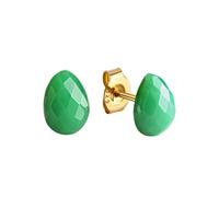 Paar Ohrstecker JAMELLI "Silber 925 vergoldet mit echtem Chrysopras 8x6,5mm", gelb (gelb, grün), Ohrringe, Damen, one-size, 2,34, Silber 925 (Sterlingsilber) (36810726-0) gelb, grün