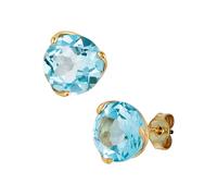 Paar Ohrstecker JOBO, gelb (gelbgold 585), Ohrringe, Damen, 10,1mm, Gelbgold 585, rund 585 Gold mit Blautopas (54636426-0) gelbgold 585
