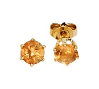 Paar Ohrstecker JOBO, gelb (gelbgold 585), Ohrringe, Damen, 5,3mm, Gelbgold 585, rund 585 Gold mit Citrin (35501824-0) gelbgold 585