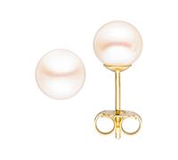 Paar Ohrstecker JOBO, gelb (gelbgold 585), Ohrringe, Damen, 6mm, Gelbgold 585 Perlen, Gelbgold 585, Perlen, 585 Gold mit Süßwasser-Zuchtperlen 6 mm (41191060-0) gelbgold 585
