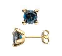 Paar Ohrstecker JOBO, gelb (gelbgold 585), Ohrringe, Damen, Gelbgold 585, 585 Gold mit Blautopas (82530628-0) gelbgold 585