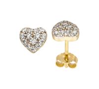Paar Ohrstecker JOBO "Herz", gelb (gelbgold 375), Ohrringe, Damen, Gelbgold 375, 375 Gold bicolor mit 28 Zirkonia (84348432-0) gelbgold 375