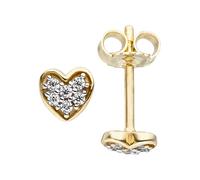 Paar Ohrstecker JOBO "Herz", gelb (gelbgold 375), Ohrringe, Damen, Gelbgold 375, 375 Gold mit Zirkonia (40278246-0) gelbgold 375