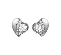 Paar Ohrstecker JOBO "Herz", silber (silber 925, weiß), Ohrringe, Damen, Silber 925 (Sterlingsilber), 925 Silber eismatt mit 16 Zirkonia (55271318-0) silber 925, weiß