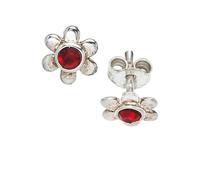 Paar Ohrstecker JOBO "Kinderohrringe Blume", silber 925, Ohrringe, Mädchen, 6,7mm, Silber 925 (Sterlingsilber), 925 Silber mit roten Glassteinen (61843304-0) silber 925