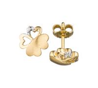 Paar Ohrstecker JOBO "Kleeblatt", gold (gelbgold 333), Ohrringe, Damen, Gelbgold 333, 333 Gold mit 4 Zirkonia (17033830-0) gelbgold 333