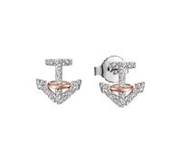 Paar Ohrstecker JOBO "Kleine Ohrringe Anker 8,9 mm", silber 925, weiß, Ohrringe, Damen, Silber 925 (Sterlingsilber), 925 Silber bicolor vergoldet mit 36 Zirkonia (38304425-0) silber 925, weiß