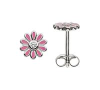Paar Ohrstecker JOBO "Kleine Ohrringe rosa Blume 6 mm", silber 925, weiß, Ohrringe, Damen, 6,6mm, Silber 925 (Sterlingsilber) (55441408-0) silber 925, weiß