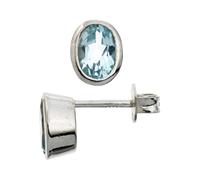 Paar Ohrstecker JOBO "Kleine ovale Farbstein-Ohrringe 7,3 mm", hellblau, hellblau, Ohrringe, Damen, Silber 925 (Sterlingsilber), 925 Silber mit Blautopas (55296244-0) hellblau, hellblau