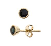 Paar Ohrstecker JOBO "Kleine runde Farbstein-Ohrringe 4,9 mm", saphirblau, dunkelblau, Ohrringe, Damen, 4,9mm, Gelbgold 333, 8 Karat 333 Gold mit Saphir (84503966-0) saphirblau, dunkelblau