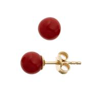Paar Ohrstecker JOBO "Kugel Ohrringe 6 mm rot", rot, Ohrringe, Damen, 5,8mm, Gelbgold 333, 333 Gold mit Koralle (79912925-0) rot