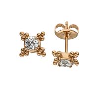 Paar Ohrstecker JOBO "Ohrringe 7 mm", roségoldfarben, weiß, Ohrringe, Damen, Edelstahl, Edelstahl roségoldfarben beschichtet mit Zirkonia (23146255-0) roségoldfarben, weiß