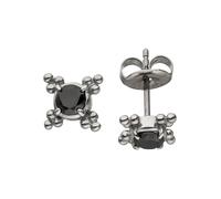 Paar Ohrstecker JOBO "Ohrringe 7 mm", schwarz (schwarz, schwarz), Ohrringe, Damen, Edelstahl, Edelstahl mit schwarzen Zirkonia (48645855-0) schwarz, schwarz