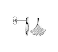 Paar Ohrstecker JOBO "Ohrringe Ginkgo Ginko Blätter 15 mm", silber 925, weiß, Ohrringe, Damen, Silber 925 (Sterlingsilber), 925 Silber mit 72 Zirkonia (86353503-0) silber 925, weiß