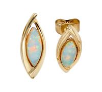 Paar Ohrstecker JOBO "Ohrringe Goldohrringe oval", gelbgold 375, Ohrringe, Damen, Gelbgold 375, 375 Gold mit synthetischen Opalen (29903869-0) gelbgold 375
