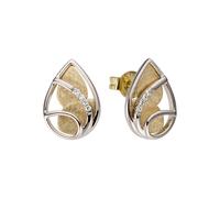 Paar Ohrstecker JOBO "Ohrringe Goldohrringe Tropfen 13 mm", gelbgold 585, Ohrringe, Damen, SI = kleine Einschlüsse, Diamanten Gelbgold 585 Weißgold 585, Diamanten, Gelbgold 585, Weißgold 585, 585 Gold