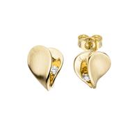 Paar Ohrstecker JOBO "Ohrringe Herz 11 mm", gelbgold 585, Ohrringe, Damen, SI = kleine Einschlüsse, Diamanten Gelbgold 585, Diamanten, Gelbgold 585, 585 Gold mit 2 Diamanten (60210234-0) gelbgold 585