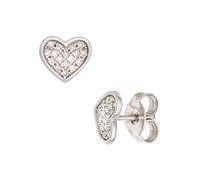 Paar Ohrstecker JOBO "Ohrringe Herz 6,5 mm", weißgold 585, Ohrringe, Damen, SI = kleine Einschlüsse, Diamanten Weißgold 585, Diamanten, Weißgold 585, 585 Weißgold mit 34 Diamanten (11513404-0) weißgol