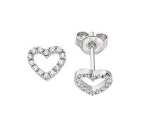 Paar Ohrstecker JOBO "Ohrringe Herz Silberohrringe 7 mm", silber (silber 925, türkis), Ohrringe, Damen, Silber 925 (Sterlingsilber), 925 Silber mit 28 Zirkonia (92737667-0) silber 925, türkis