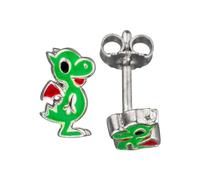 Paar Ohrstecker JOBO "Ohrringe Kinderohrringe Drache grün 8 mm", grün, Ohrringe, Jungen, Silber 925 (Sterlingsilber), 925 Silber rhodiniert (17063912-0) grün