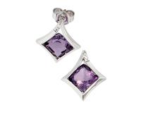 Paar Ohrstecker JOBO "Ohrringe", lila, Ohrringe, Damen, SI = kleine Einschlüsse, Diamanten Weißgold 585, Diamanten, Weißgold 585, 585 Weißgold mit Amethyst und 4 Diamanten (64353045-0) lila
