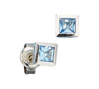Paar Ohrstecker JOBO "Ohrringe quadratisch 5 mm", hellblau, Ohrringe, Damen, Silber 925 (Sterlingsilber), 925 Silber rhodiniert mit blauen Zirkonia (83545217-0) hellblau