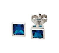 Paar Ohrstecker JOBO "Ohrringe quadratisch 6 mm blau", blau, Ohrringe, Damen, Silber 925 (Sterlingsilber), 925 Silber rhodiniert mit Zirkonia (36672057-0) blau