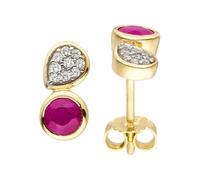 Paar Ohrstecker JOBO "Ohrringe Rubinohrringe 10 mm", rubinrot, rot, Ohrringe, Damen, Gelbgold 333, 333 Gold mit Rubin und 18 Zirkonia (11042617-0) rubinrot, rot