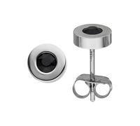 Paar Ohrstecker JOBO "Ohrringe rund 5 mm", edelstahlfarben, Ohrringe, Damen, 5,8mm, Edelstahl, Edelstahl mit 2 Kristallsteinen (95576849-0) edelstahlfarben