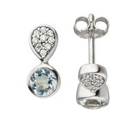 Paar Ohrstecker JOBO "Ohrringe Silberohrringe 11 mm", hellblau, hellblau, Ohrringe, Damen, Silber 925 (Sterlingsilber), 925 Silber mit Blautopas und 18 Zirkonia (67422808-0) hellblau, hellblau