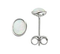 Paar Ohrstecker JOBO "Ohrringe Silberohrringe oval 7 mm", silber 925, mehrfarbig, Ohrringe, Damen, Silber 925 (Sterlingsilber), 925 Silber mit Opal-Imitation (36003822-0) silber 925, mehrfarbig