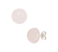 Paar Ohrstecker JOBO, silber (silber 925), Ohrringe, Damen, 10mm, Silber 925 (Sterlingsilber), rund 925 Silber mit Rosenquarz (19066045-0) silber 925