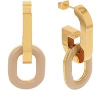 Paar Ohrstecker JOOP "2038024", beige (gelbgoldfarben, beige), Ohrringe, Damen, Edelstahl, mit Emaille - Einhänger abnehmbar (48606468-0) gelbgoldfarben, beige