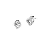 Paar Ohrstecker JULIE JULSEN "925/- Sterling Silber rhodiniert Herz mit Zirkonia", weiß (weiß, weiß), Ohrringe, Damen, one-size, Silber 925 (Sterlingsilber) (75522454-0) weiß, weiß
