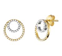Paar Ohrstecker JULIE JULSEN "925/- Sterling Silber rhodiniert/vergoldet rund 80 Zirkonia", bunt (mehrfarbig, weiß), Ohrringe, Damen, one-size, Silber 925 (Sterlingsilber) (86179939-0) mehrfarbig, wei