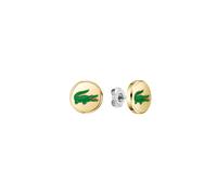 Paar Ohrstecker LACOSTE "ARTHOR", gelbgoldfarben, edelstahlfarben, grün, Ohrringe, Damen, Edelstahl (86132613-0) gelbgoldfarben, edelstahlfarben, grün