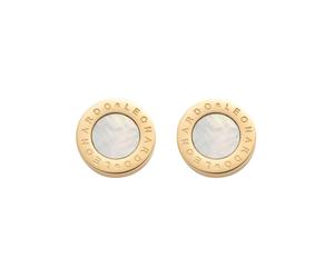 Paar Ohrstecker LEONARDO "Mauritia", weiß (gelbgoldfarben, perlmuttfarben), Ohrringe, Damen, 10mm, Edelstahl, mit Perlmutt (46459203-0) gelbgoldfarben, perlmuttfarben