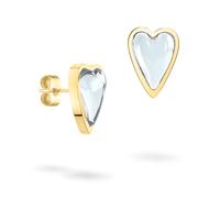 Paar Ohrstecker LIEBESKIND BERLIN "Schmuck Geschenk Edelstahl Ohrringe Glass Heart", gelbgoldfarben, transparent, transparent, Ohrringe, Damen, Edelstahl, mit Glasstein (77154141-0) gelbgoldfarben, tr