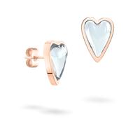 Paar Ohrstecker LIEBESKIND BERLIN "Schmuck Geschenk Edelstahl Ohrringe Glass Heart", roségoldfarben, transparent, transparent, Ohrringe, Damen, Edelstahl, mit Glasstein (81102415-0) roségoldfarben, tr