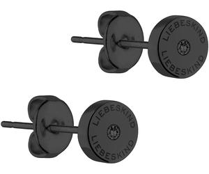 Paar Ohrstecker LIEBESKIND BERLIN "Schmuck Geschenk Edelstahl Ohrringe Kreis", schwarz (schwarz, schwarz), Ohrringe, Damen, 7mm, Edelstahl, mit Zirkonia (synth.) (93390766-0) schwarz, schwarz